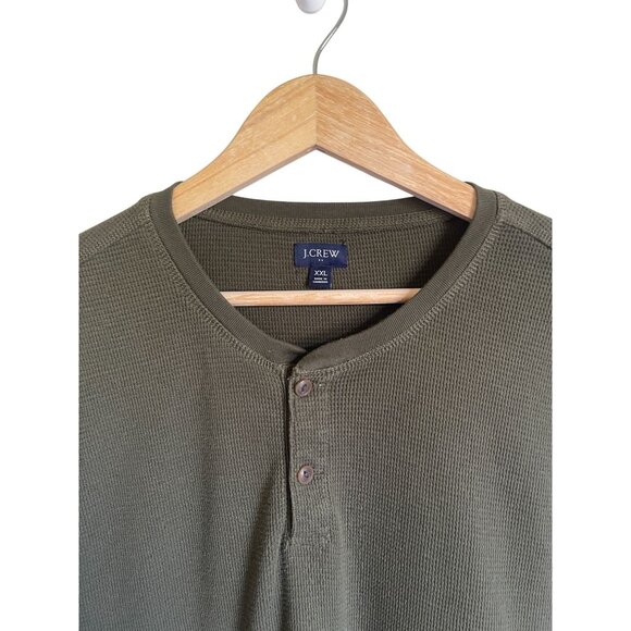 J. Crew Factory CD822 Dark Green Henley Long Sleeve Size XXL - Picture 3 of 7